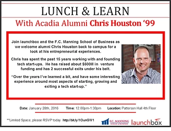 Poster for Lunch & Learn with Chris Houston
