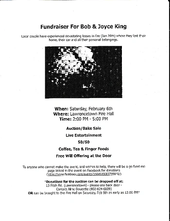 Poster for Fundraiser for Bob & Joyce King