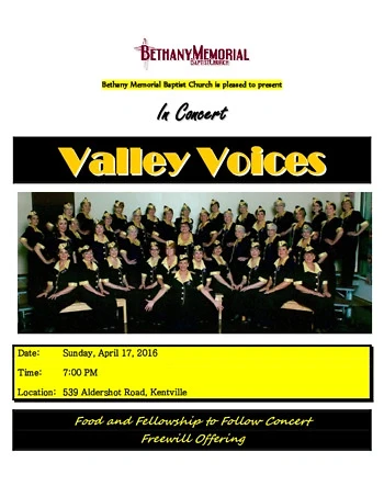 Poster for Valley Voices Gospel Performance