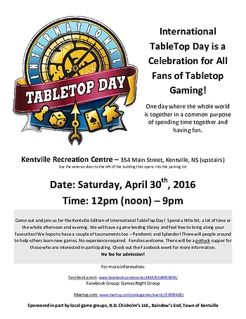 Poster for International Table Top Day!