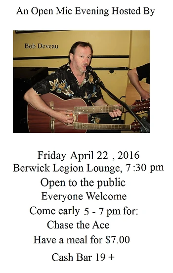 Poster for Open Mic Hosted By Bob Deveau