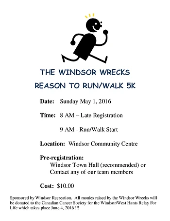 Poster for Windsor Wrecks Reason to Run/Walk 5k