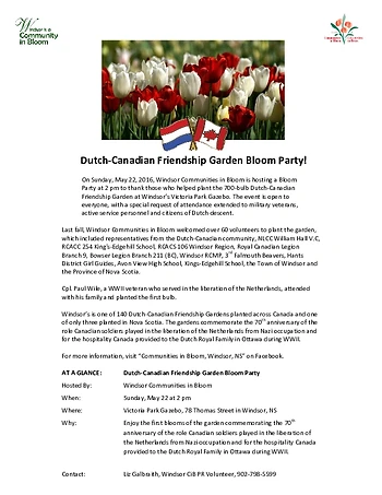 Poster for Dutch-Canada Friendship Garden Bloom Party