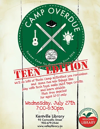 Poster for Camp Overdue - For Teens!