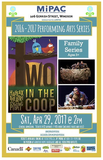 Poster for Halifax Theatre for Young People: Two in the Coop