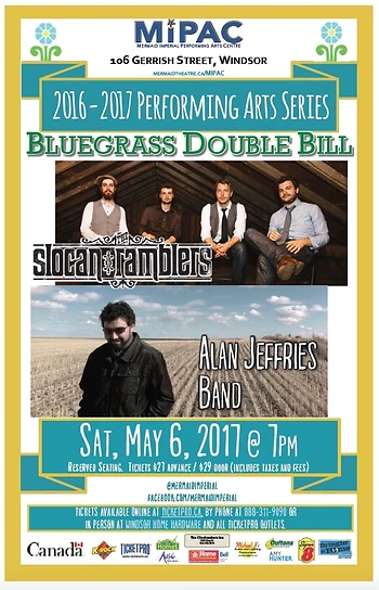 Poster for Bluegrass Double Bill: Slocan Ramblers and Alan Jeffries Band