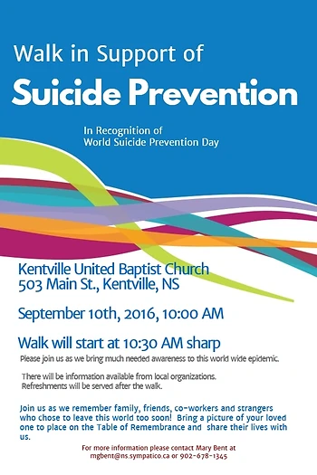 Poster for Walk for Suicide Prevention