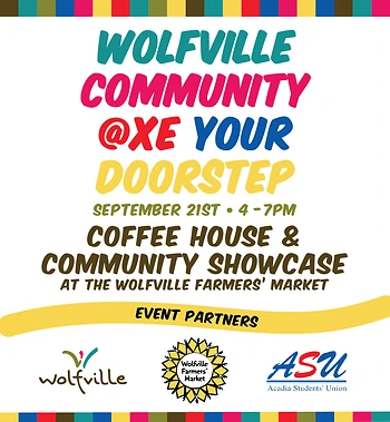 Poster for Wolfville Community @xe your doorstep
