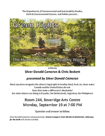 Poster for Green Rights with Silver Donald Cameron