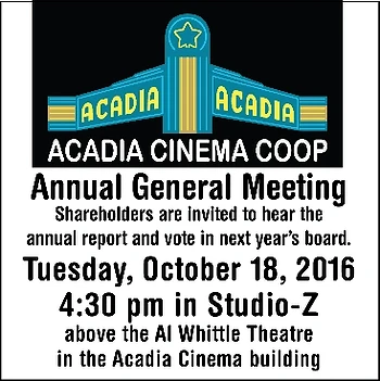 Poster for Acadia Cinema Cooperative AGM