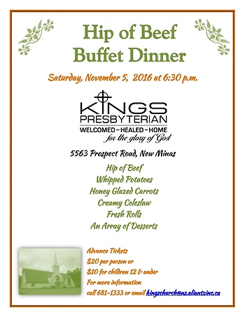 Poster for Hip of Beef Buffet Dinner