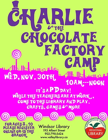 Poster for PD Day -- Charlie & the Chocolate Factory Camp