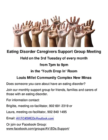 Poster for Caregivers of those with an Eating Disorder Support Group