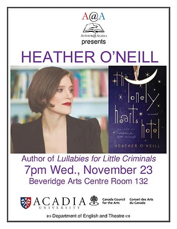 Poster for Heather O'Neill reading