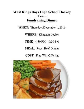 Poster for Roast Beef Dinner Fundraiser
