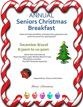 Poster for Seniors Christmas Breakfast