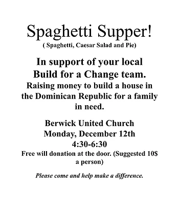 Poster for Build for a Change Spaghetti Supper
