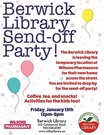 Poster for Berwick Library Send-off Party