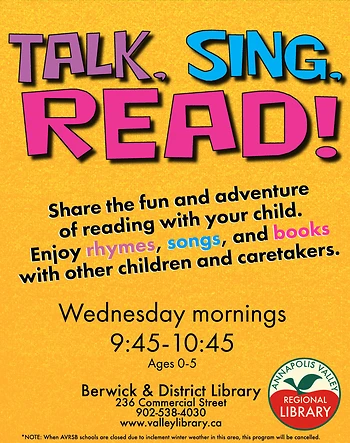 Poster for Talk Sing Read! Storytime