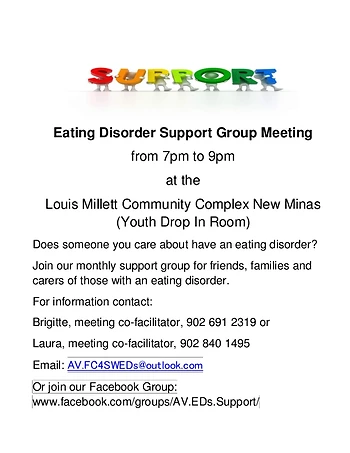 Poster for Caregivers of those with an Eating Disorder Support Group