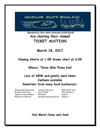 Poster for Youth Bowling Ticket Auction