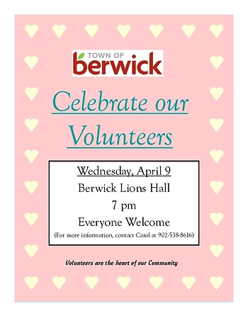 Poster for Town of Berwick Volunteer Celebration