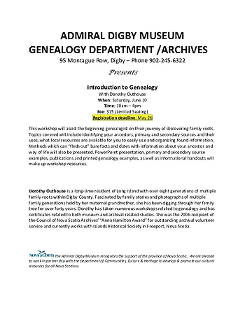 Poster for Introduction to Genealogy