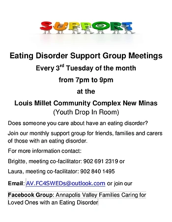 Poster for Caregivers of those with an Eating Disorder Support Group