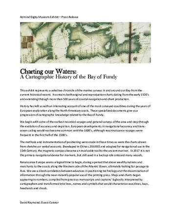 Poster for Charting our Waters: A Cartographic History of the Bay of Fundy