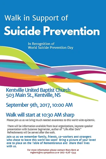Poster for Walk for Suicide Prevention