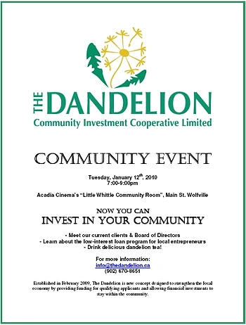Poster for The Dandelion Community Event