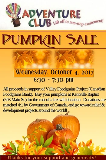 Poster for Adventure Club Pumpkin Sale
