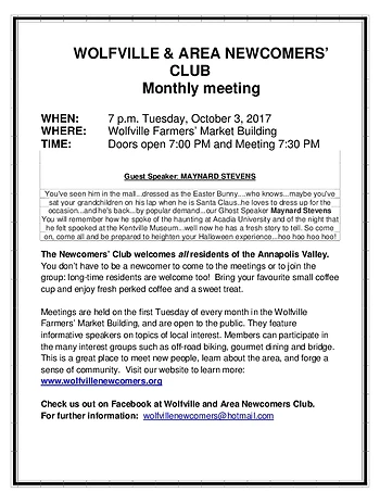 Poster for Newcomers Club