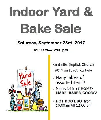 Poster for Indoor Yard & Bake Sale