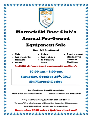 Poster for Martock Ski Race Club Ski & Snowboard Swap