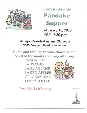 Poster for Shrove Tuesday Pancake Supper