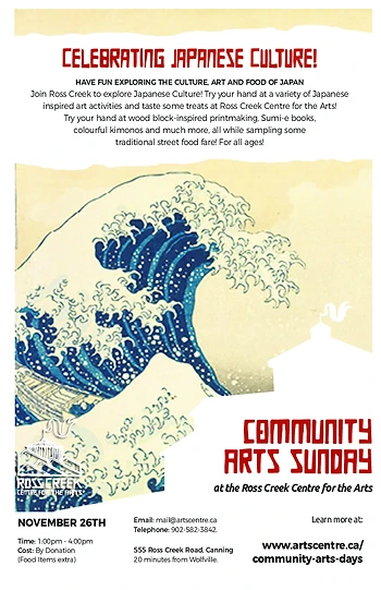 Poster for Community Arts Sunday — Japan!