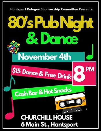 Poster for 80's Pub Night and Dance