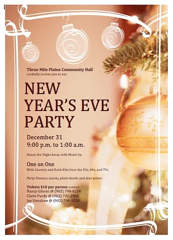Poster for New Years Eve Dance