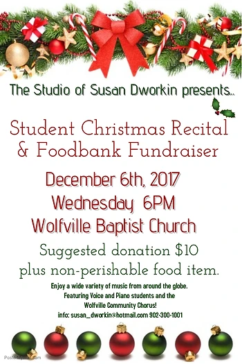 Poster for Christmas Recital & Foodbank Fundraiser