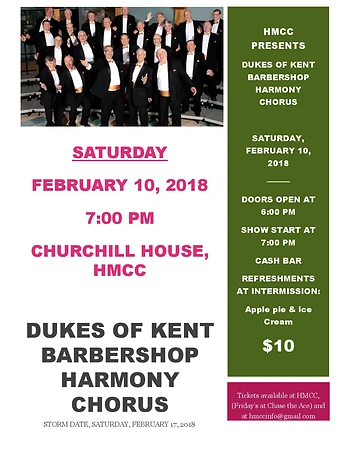 Poster for Dukes of Kent; Barbershop Chorus