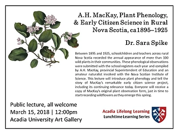 Poster for AH MacKay, Plant Phenology, and Early Citizen Science in Rural Nova Scotia, ca1895-1925