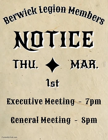 Poster for Berwick Legion Members