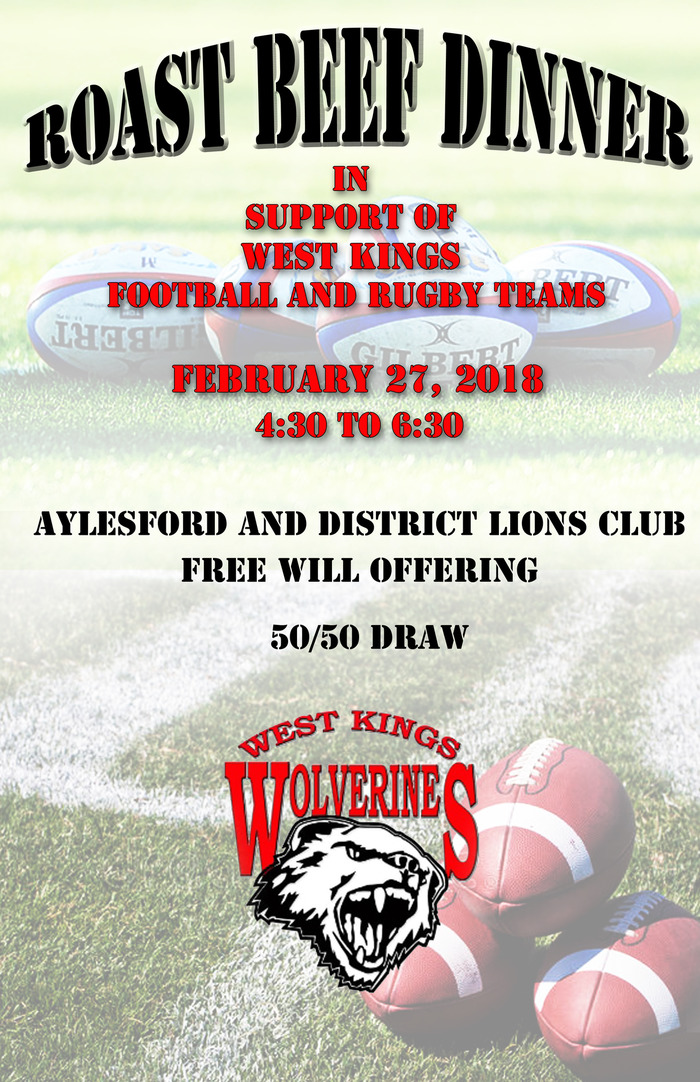 Roast Beef Dinner at Lions Club, Auburn (February 27, 2018 430pm)