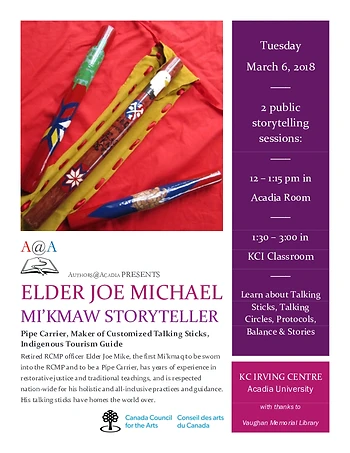 Poster for Mi'kmaw Storytelling: Elder Joe Michael