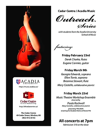 Poster for Cedar Centre/Acadia Outreach Series