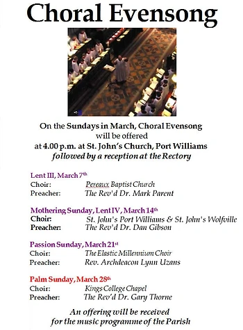Poster for Choral Evensong