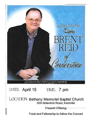 Poster for Brent Reid of Cornerstone Ministries