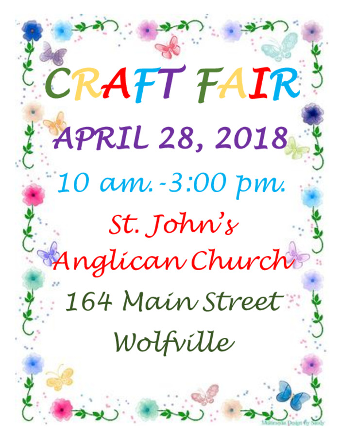 Spring Craft Fair at St. John's Anglican Church, Wolfville (April 28 ...