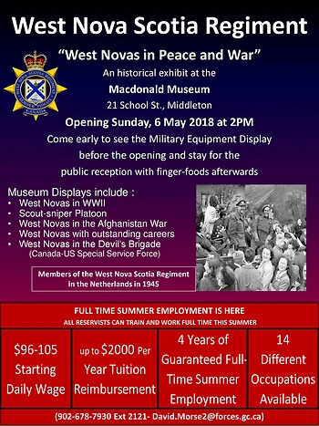 Poster for West Nova Scotia Regiment Exhibit Opening